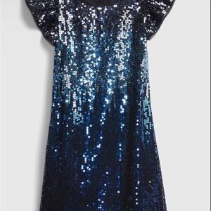 New Gap Kids Sequin Flutter Dress  Ombré blue size M(8)